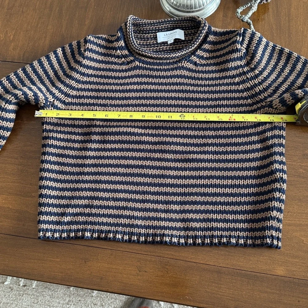 La Ligne Mini Marina Fine Stripe Sweater Navy/Brown, Small